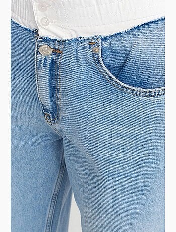 Vaqueros de denim de algodón de tiro alto y pernera ancha dilvin