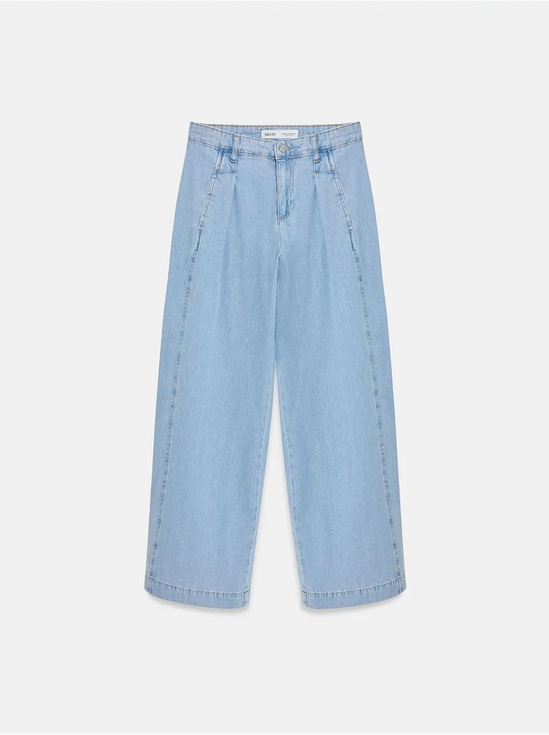 Vaqueros de denim de algodón de tiro alto y pernera ancha dilvin Azul zafiro - Kiabi