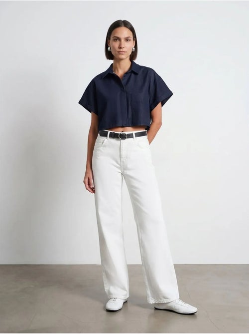 Vaqueros de denim de algodón de tiro alto y pernera ancha dilvin - Kiabi