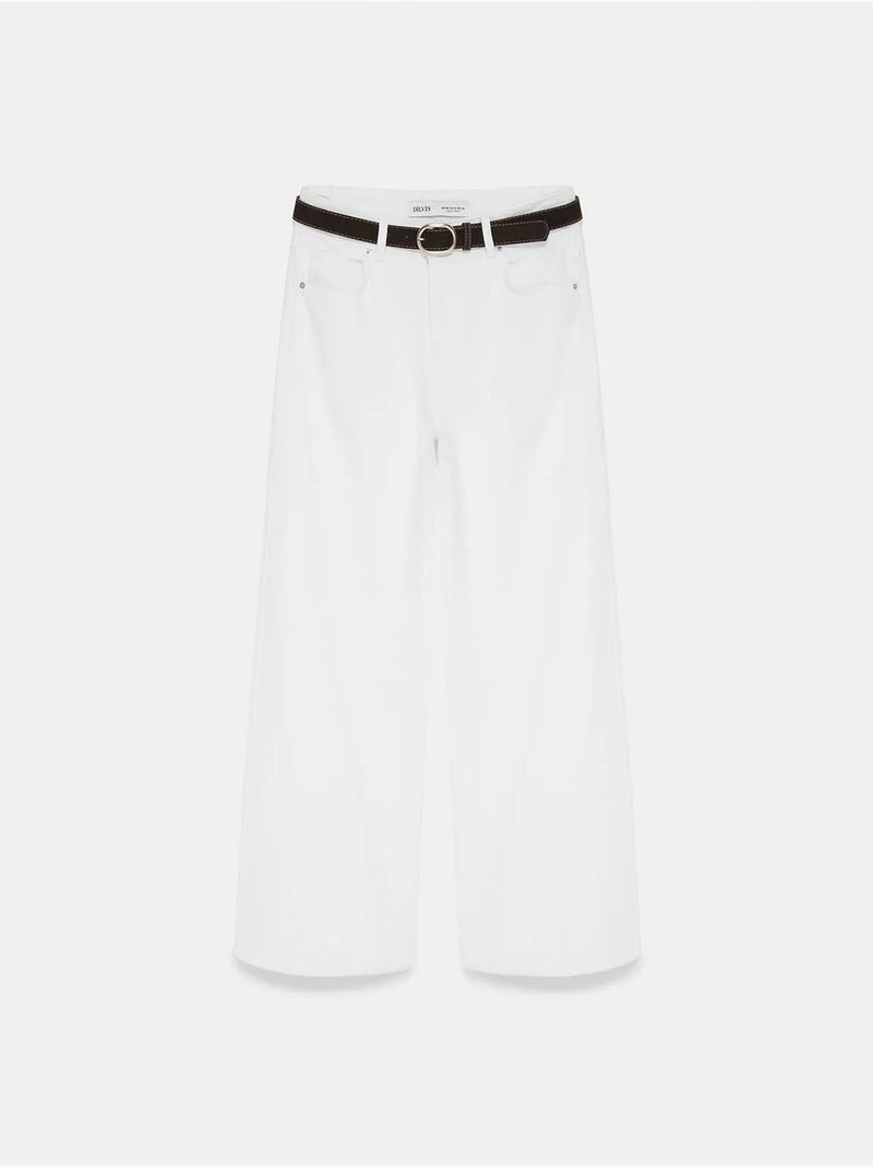 Vaqueros de denim de algodón de tiro alto y pernera ancha dilvin Blanco - Kiabi