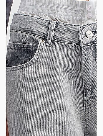 Vaqueros de denim de algodón de tiro alto y pernera ancha dilvin