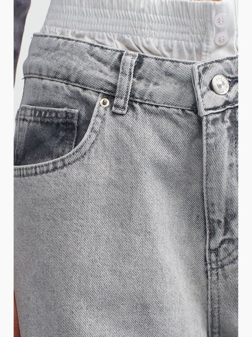 Vaqueros de denim de algodón de tiro alto y pernera ancha dilvin - Kiabi Vaqueros de denim de algodón de tiro alto y pernera ancha dilvin - Kiabi