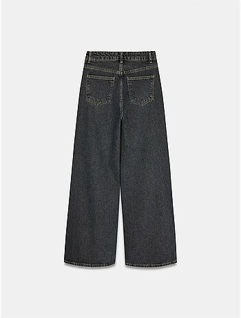 Vaqueros de denim de algodón de tiro alto y pernera ancha dilvin