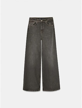 Vaqueros de denim de algodón de tiro alto y pernera ancha dilvin