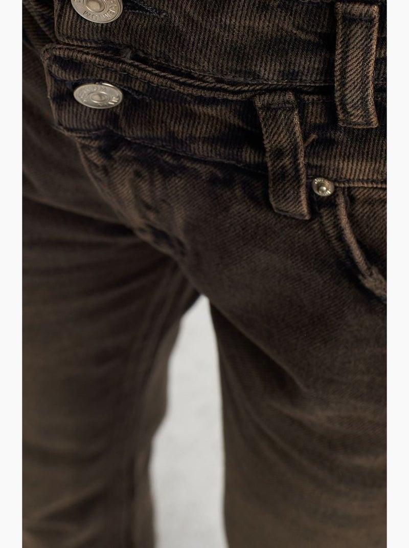 Vaqueros de denim de algodón de tiro alto y pierna recta dilvin Gris oscuro - Kiabi