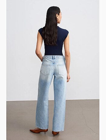 Vaqueros de denim de algodón de tiro bajo y pernera recta dilvin