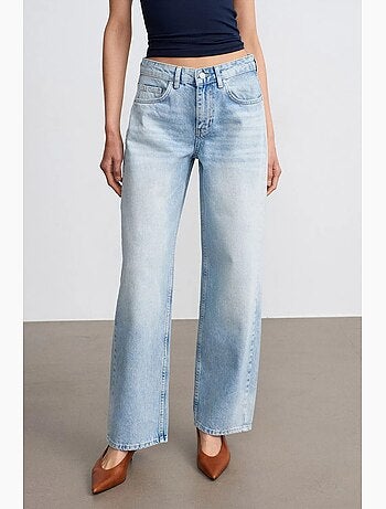 Vaqueros de denim de algodón de tiro bajo y pernera recta dilvin