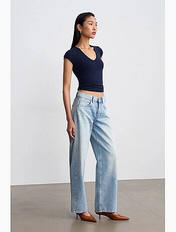 Vaqueros de denim de algodón de tiro bajo y pernera recta dilvin