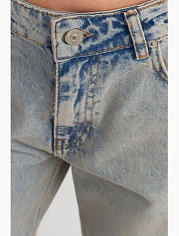 Vaqueros de denim de algodón de tiro medio y pernera ancha dilvin