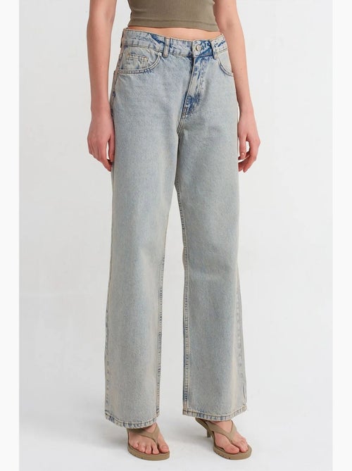 Vaqueros de denim de algodón de tiro medio y pernera ancha dilvin - Kiabi