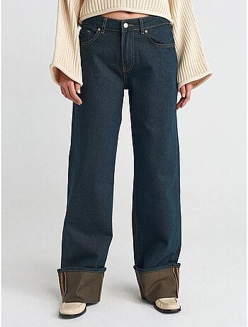 Vaqueros de denim de algodón de tiro medio y pernera ancha dilvin