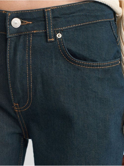 Vaqueros de denim de algodón de tiro medio y pernera ancha dilvin - Kiabi Vaqueros de denim de algodón de tiro medio y pernera ancha dilvin - Kiabi