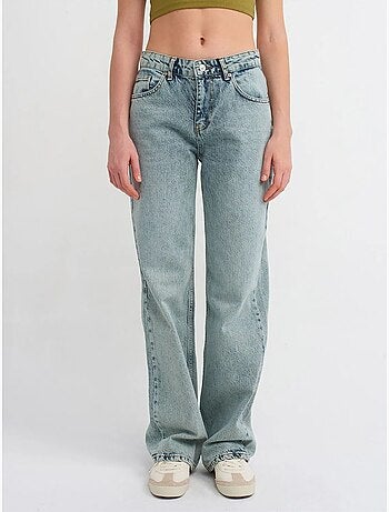 Vaqueros de denim de algodón de tiro medio y pernera recta dilvin