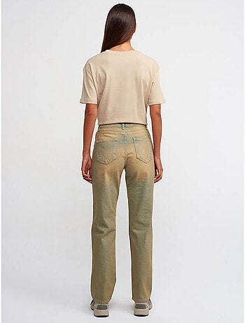 Vaqueros de denim de algodón de tiro medio y pernera recta dilvin