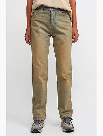 Vaqueros de denim de algodón de tiro medio y pernera recta dilvin