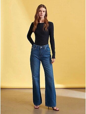 Vaqueros de denim de pernera ancha y tiro alto dilvin