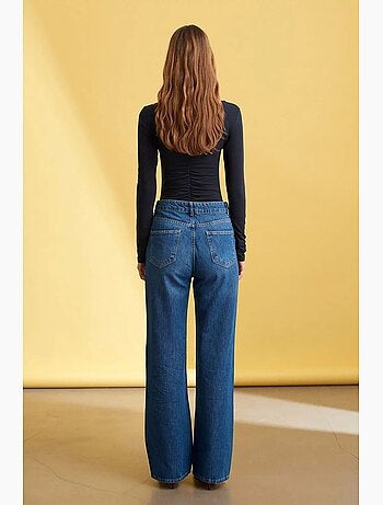 Vaqueros de denim de pernera ancha y tiro alto dilvin