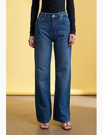 Vaqueros de denim de pernera ancha y tiro alto dilvin