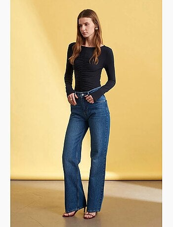 Vaqueros de denim de pernera ancha y tiro alto dilvin