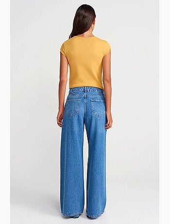 Vaqueros de denim de pierna ancha y tiro alto dilvin