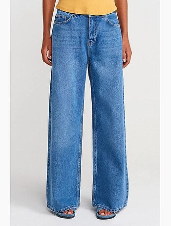 Vaqueros de denim de pierna ancha y tiro alto dilvin