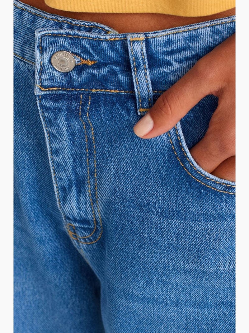 Vaqueros de denim de pierna ancha y tiro alto dilvin Azul zafiro - Kiabi