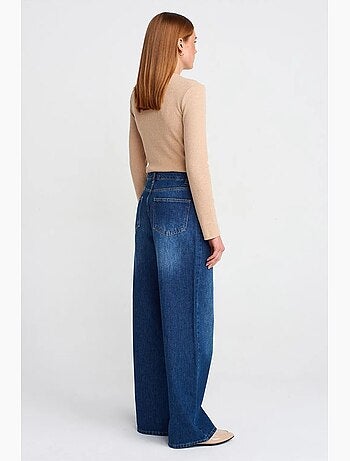 Vaqueros de denim de tiro alto y pernera ancha dilvin