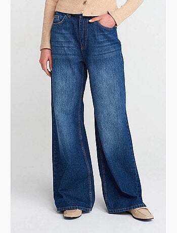 Vaqueros de denim de tiro alto y pernera ancha dilvin