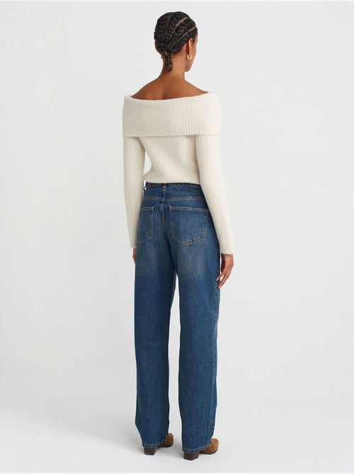 Vaqueros de denim de tiro alto y pernera ancha dilvin - Kiabi Vaqueros de denim de tiro alto y pernera ancha dilvin - Kiabi