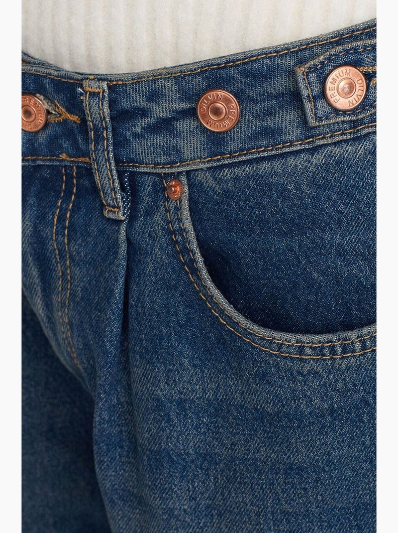 Vaqueros de denim de tiro alto y pernera ancha dilvin Azul zafiro - Kiabi