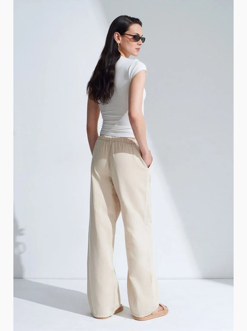 Vaqueros de denim de tiro medio y pernera ancha dilvin Beige arcilla - Kiabi