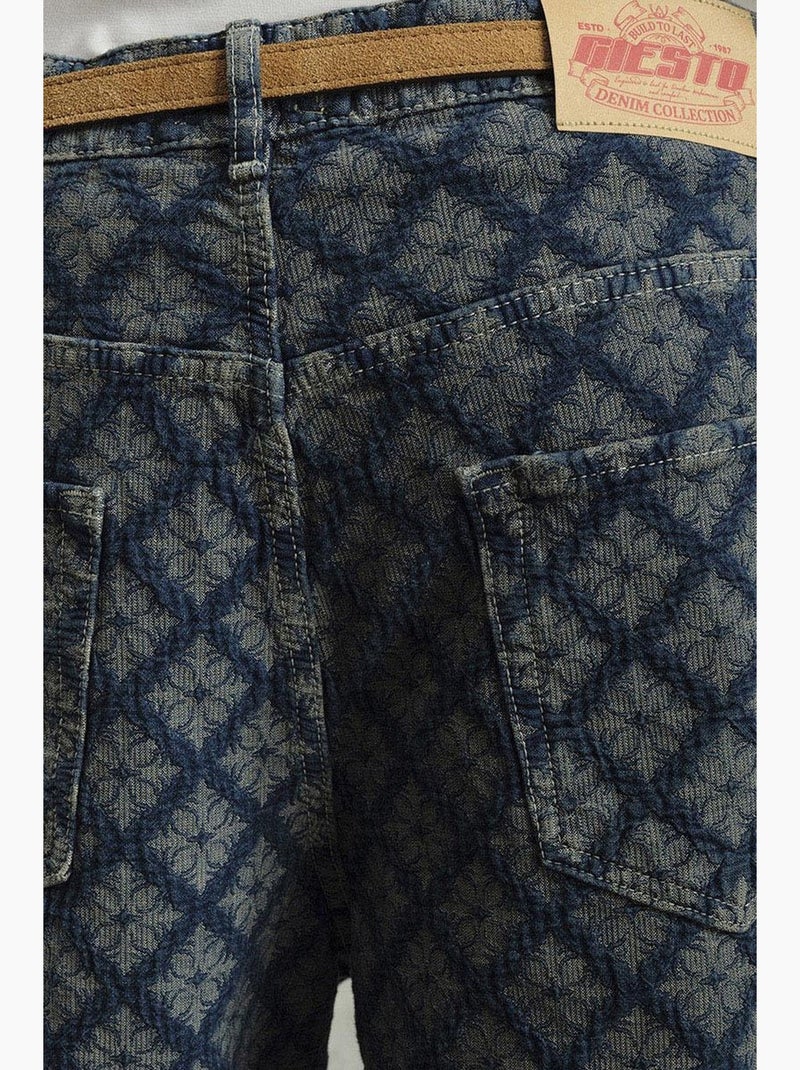 Vaqueros de mezclilla estampados de ajuste holgado para hombre giesto Azul marino - Kiabi