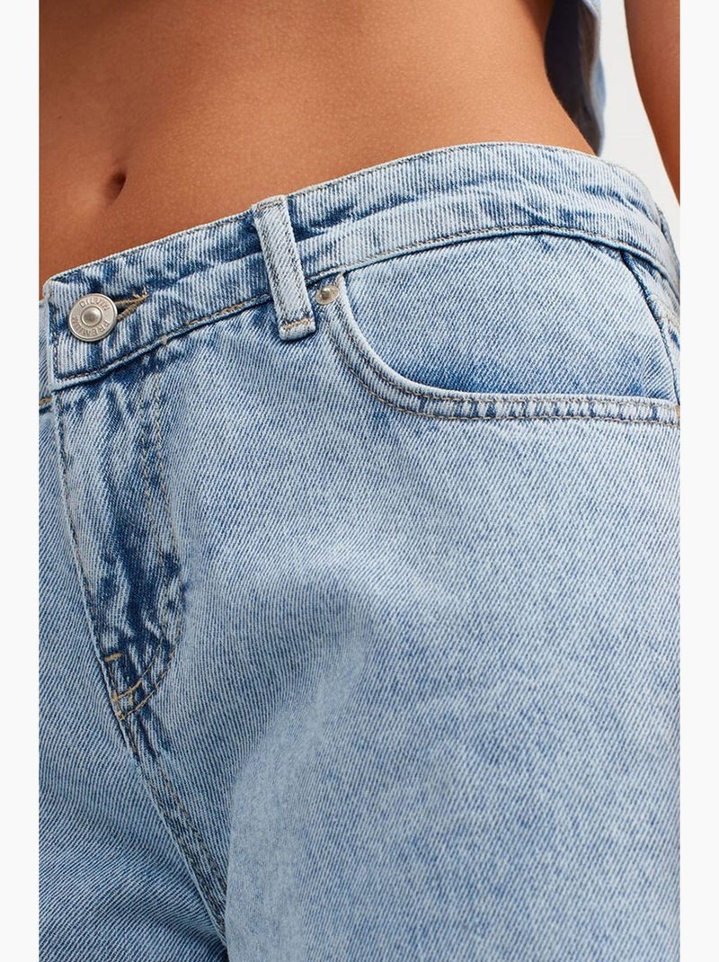 Vaqueros de mujer de tiro alto y pernera ancha dilvin Azul claro - Kiabi