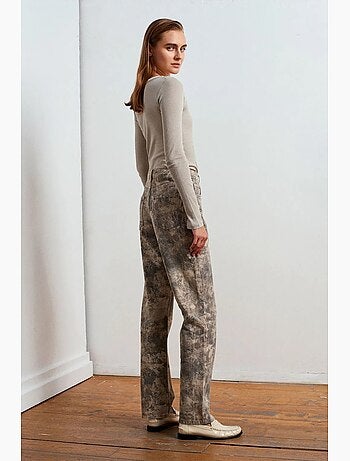 Vaqueros de mujer de tiro medio, pierna recta y tie-dye dilvin