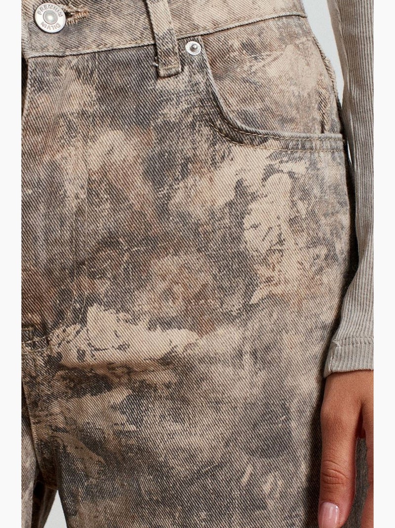 Vaqueros de mujer de tiro medio, pierna recta y tie-dye dilvin Multicolor - Kiabi