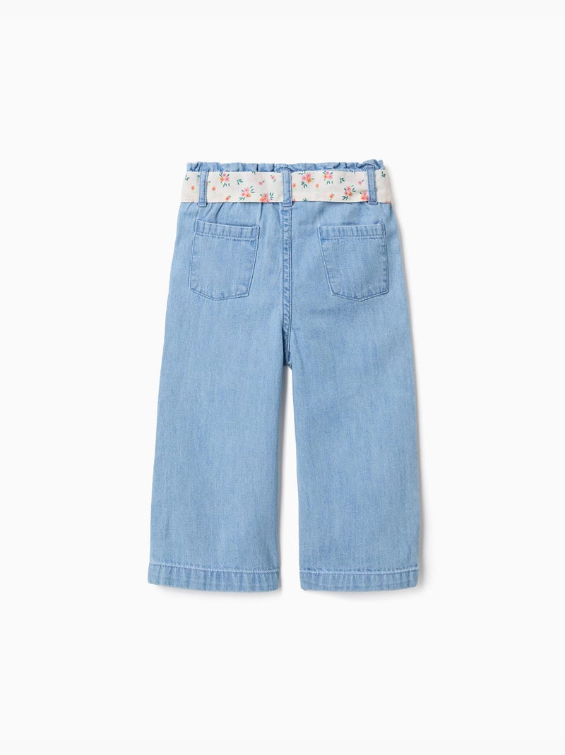Vaqueros de pierna ancha con cinturón floral Azul Azul - Kiabi