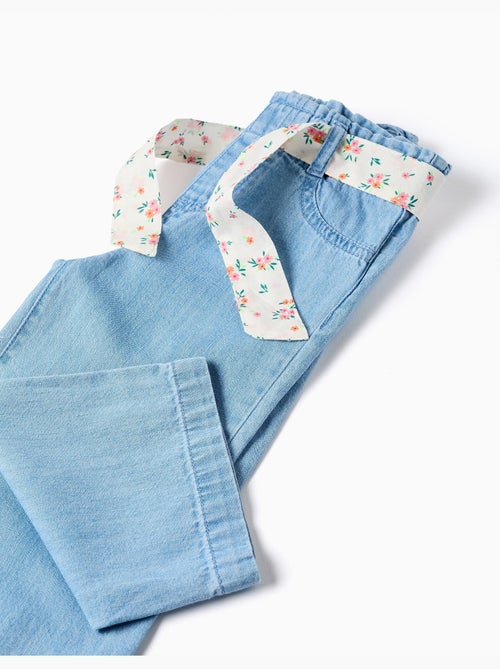 Vaqueros de pierna ancha con cinturón floral - Kiabi