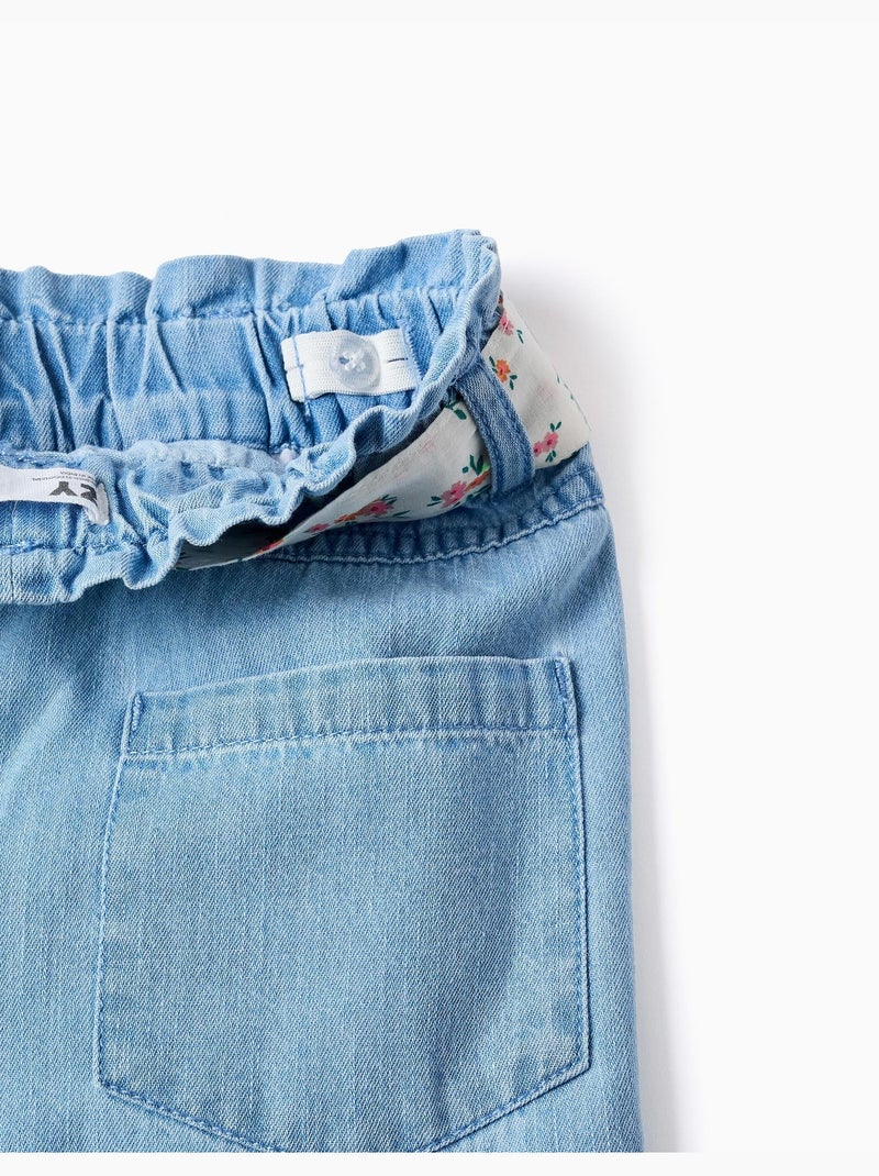 Vaqueros de pierna ancha con cinturón floral Azul Azul - Kiabi