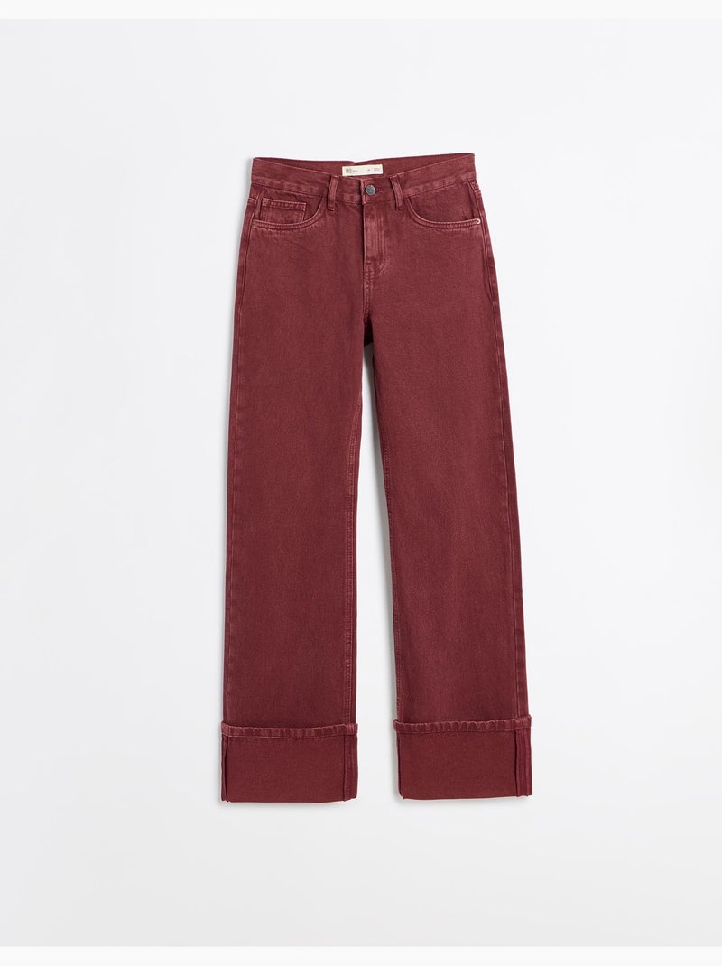 Vaqueros de pierna ancha con pliegues, mo fashion Rojo - Kiabi