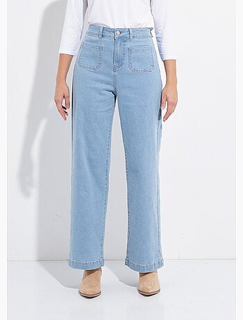 Vaqueros de pierna ancha de denim extra elástico con 4 bolsillos - Afibel