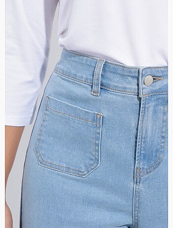 Vaqueros de pierna ancha de denim extra elástico con 4 bolsillos - Afibel