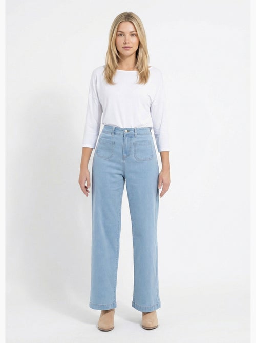 Vaqueros de pierna ancha de denim extra elástico con 4 bolsillos - Afibel - Kiabi