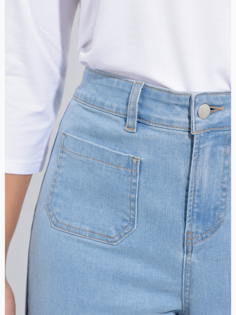 Vaqueros de pierna ancha de denim extra elástico con 4 bolsillos - Afibel Blanco roto - Kiabi