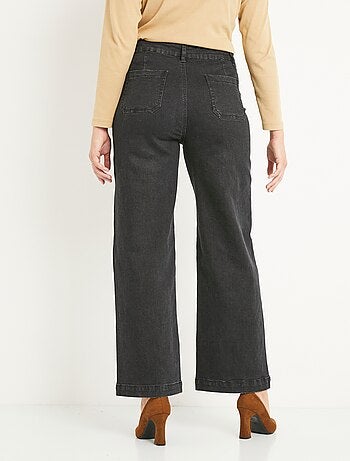 Vaqueros de pierna ancha de denim extra elástico con 4 bolsillos - Afibel