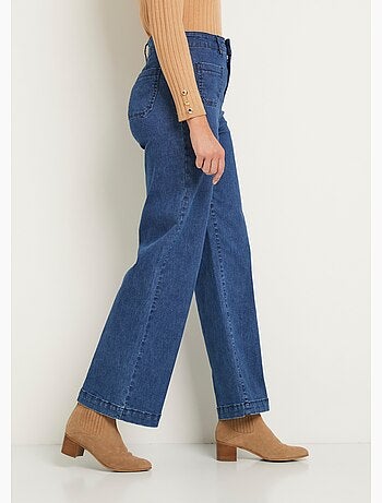 Vaqueros de pierna ancha de denim extra elástico con 4 bolsillos - Afibel