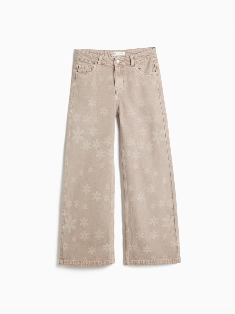 Vaqueros de pierna ancha – flores, mo fashion Gris - Kiabi