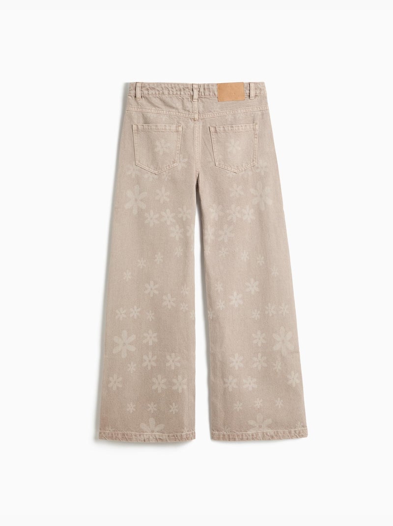 Vaqueros de pierna ancha – flores, mo fashion Gris - Kiabi