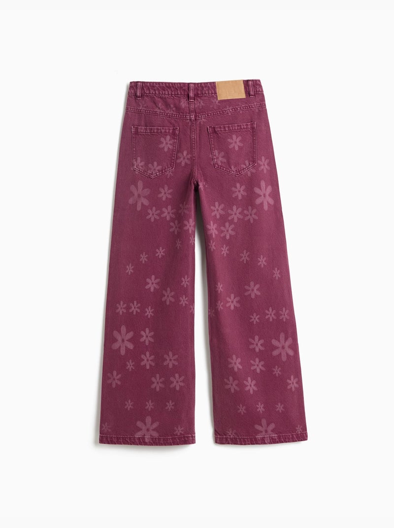 Vaqueros de pierna ancha – flores, mo fashion Violeta - Kiabi