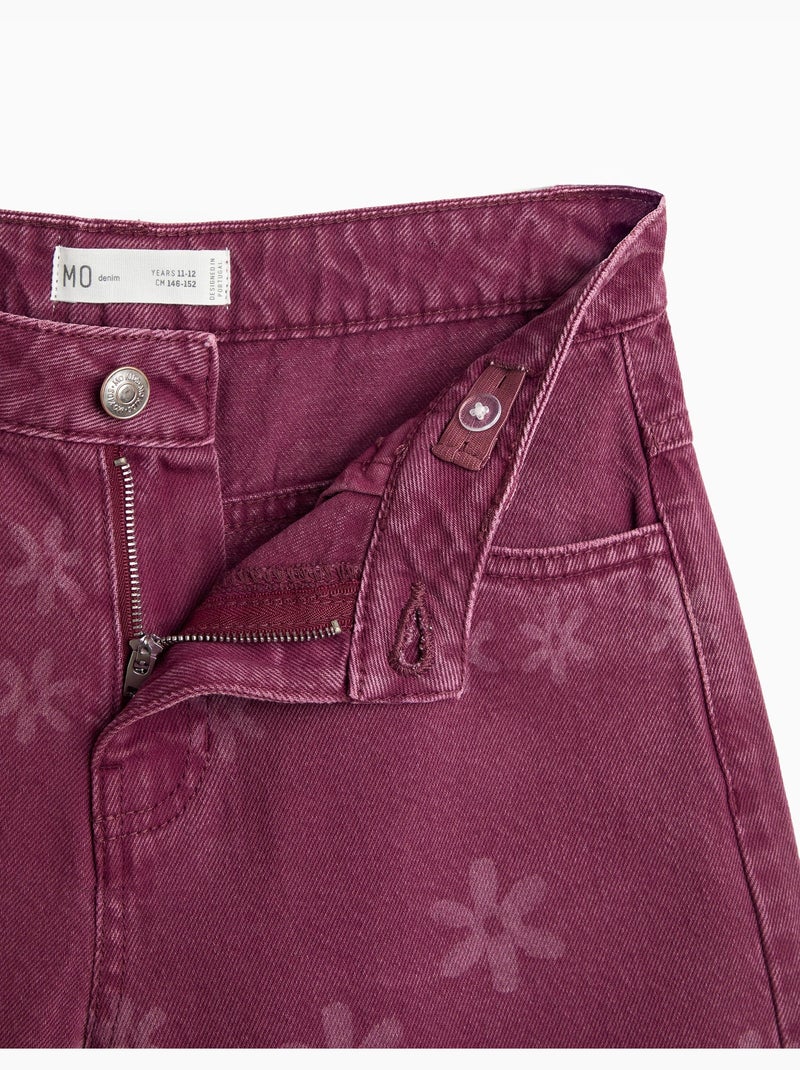 Vaqueros de pierna ancha – flores, mo fashion Violeta - Kiabi