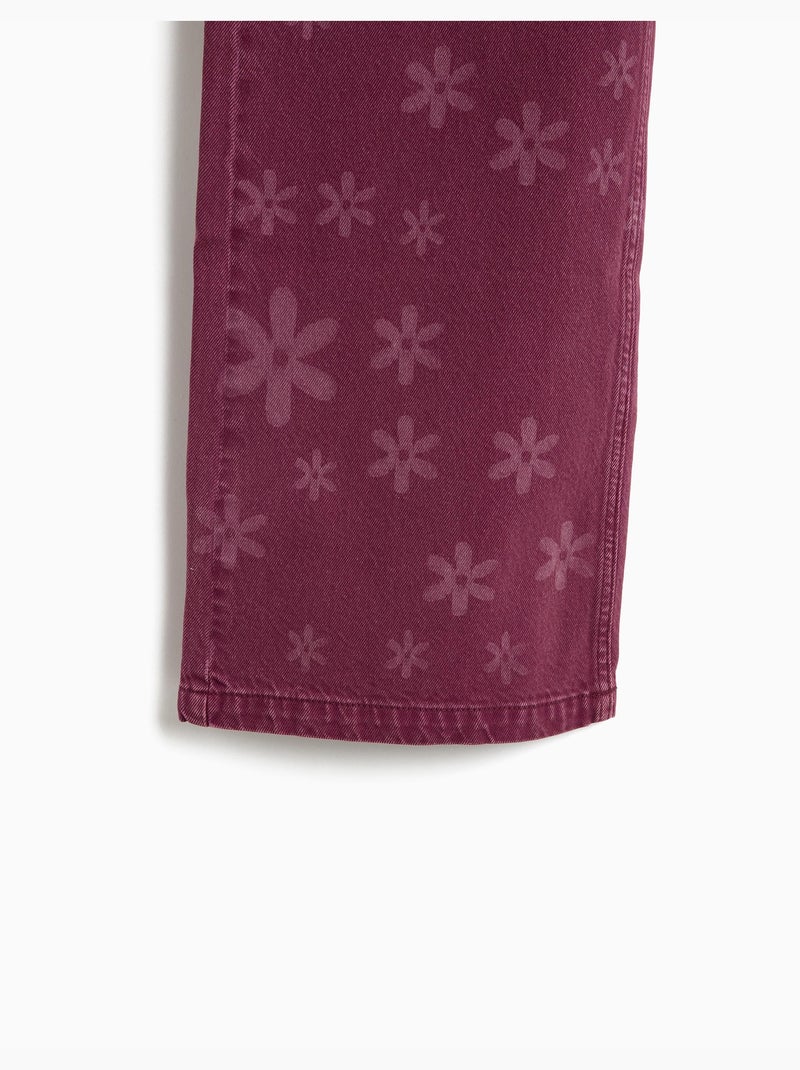 Vaqueros de pierna ancha – flores, mo fashion Violeta - Kiabi